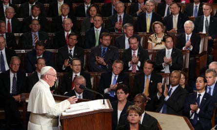 Pope Francis addresses a joint meeting of the US Congress in the House chamber of the Capitol.