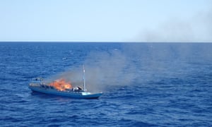 A fishing vessel destroyed by Australian Border Force after it was found illegally fishing in Australian waters.