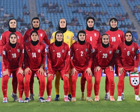 Iran’s women’s team before their defeat to the Philippines on Sunday night.