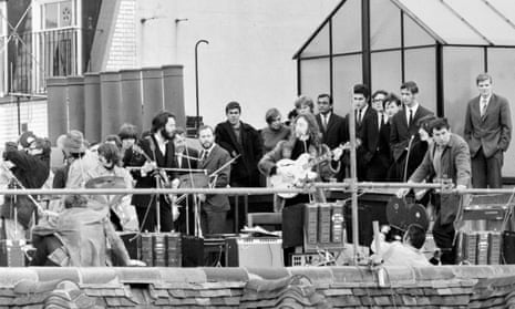 The Beatles’ rooftop concert – their last gig – at Apple headquarters in London on 30 January 1969.