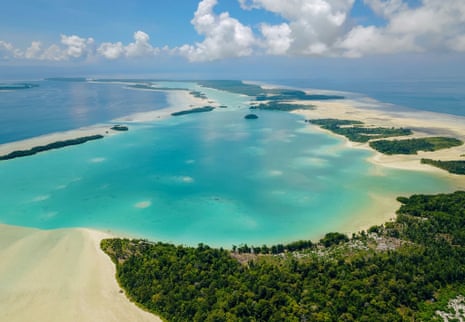 Aerial views of Indonesia’s Widi Reserve, a coral atoll archipelago that is due to go up for auction with Sotheby’s in New York on Thursday.