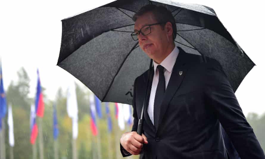 Serbia’s president, Aleksandar Vučić, arriving at the summit.
