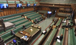 Screens in the chamber showing how MPs will be able to participate virtually.