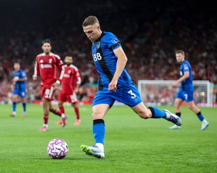 Adrien Truffert during the Premier League match between Liverpool and Bournemouth