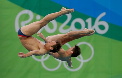 Tom Daley and Dan Goodfellow winning bronze in the 10m platform synchro diving.