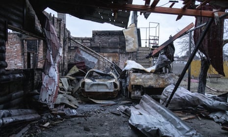 A destroyed field hospital is seen in Zvanivka near the Bakhmut frontline.