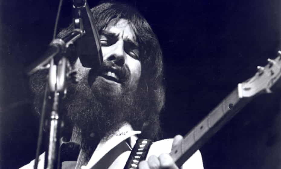 George Harrison performs at the Concert For Bangladesh, 1971.