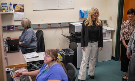 Due to renovations at the Yavapai county recorder’s office quarters are cramped and the deputy recorder is currently working in the hallway in Prescott, Arizona.