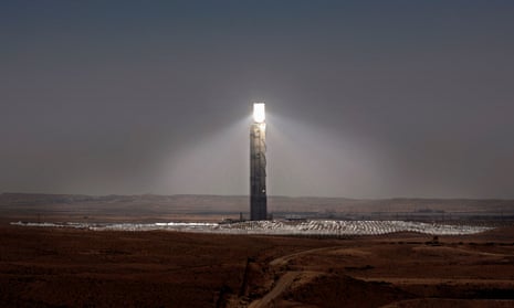 The Ashalim solar tower, resembling the Eye of Sauron.