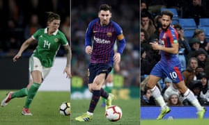 Billie Simpson of Cliftonville Ladies and Northern Ireland Women, Barcelona’s Lionel Messi in action against Real Betis and Andros Townsend of Crystal Palace celebrates after scoring against Manchester City. Photographs by Getty Images