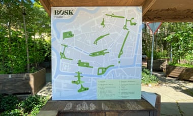 The walking forest in Leeuwarden with a map showing the trees’ route