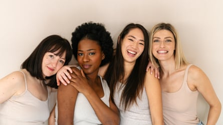 Portrait of a diverse group of an attractive young women, isolated on a white background