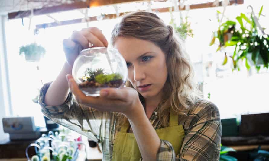 Woman with terrarium