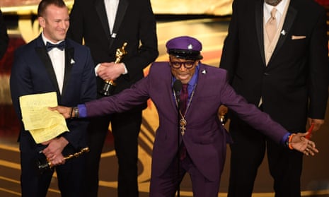 ‘Let’s be on the right side of history’ … Spike Lee gives his Oscar acceptance speech.