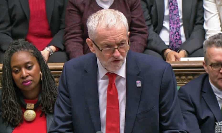 Jeremy Corbyn at prime minister’s questions in the House of Commons.