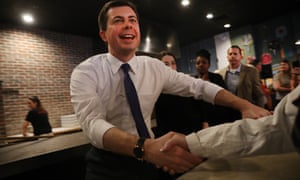 Pete Buttigieg greeted supporters at a pizzeria in Hampton, New Hampshire this morning.