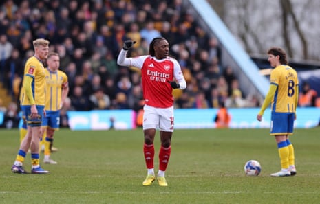 Arsenal's Eberechi Eze celebrates scoring their second goal