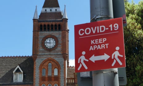 Signs are seen outside a new Covid testing centre at Reading town hall
