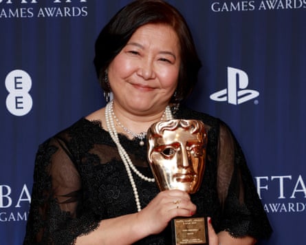 The first video-game composer recognised by Bafta … Shimomura collects her fellowship.