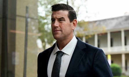 Ben Roberts-Smith arrives at the Federal Court of Australia in Sydney, Friday, April 22, 2022. Ben Roberts-Smith is suing The Age, Federal Capital Press and Fairfax Media over reports linking him to alleged war crimes in Afghanistan. (AAP Image/Bianca De Marchi) NO ARCHIVING