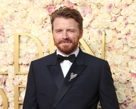 Jack Lowden, in a black tux and bow tie at the Golden Globe awards, 2025