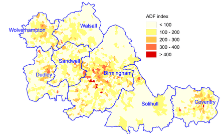 Distribution of fire incidents in the West Midlands (Sept 2010-August 2013).