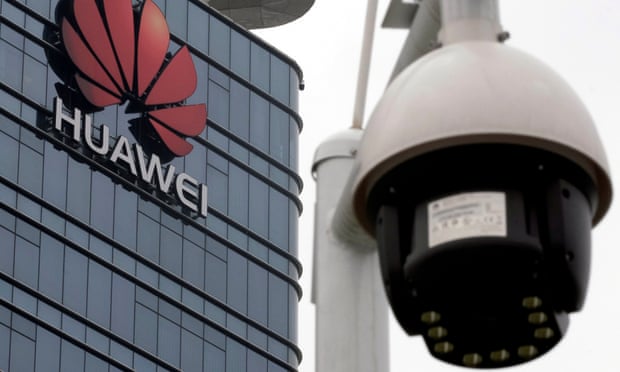 A surveillance camera outside a Huawei factory in Dongguan, Guangdong province
