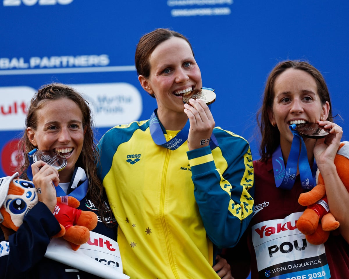 Moesha Johnson wins Australia's first 10km open-water swimming gold at world championships | Swimming | The Guardian