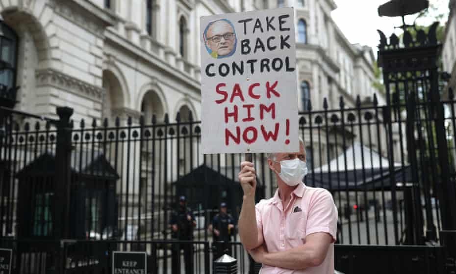 A protester outside Downing Street.