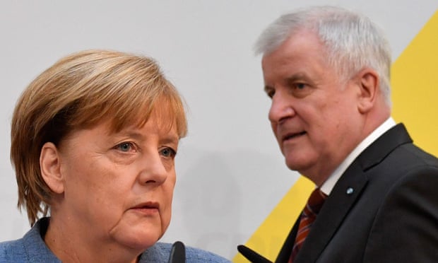 The German chancellor, Angela Merkel, and Horst Seehofer, leader of the CDU’s Bavarian sister party CSU.