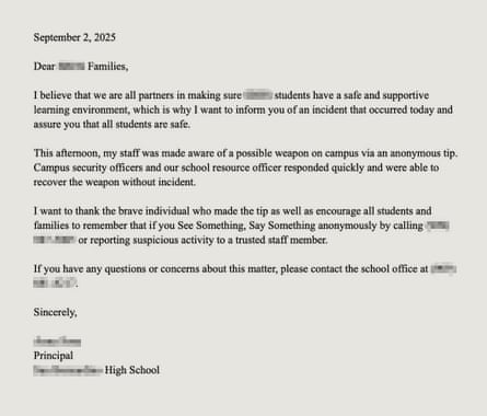 Image of email text.