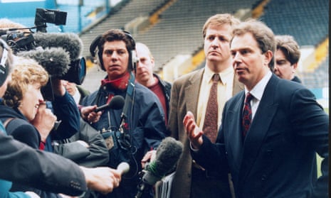 Tony Blair and Alastair Campbell during the 1997 election campaign
