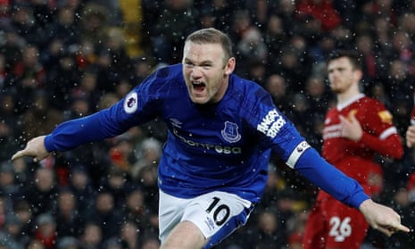 Wayne Rooney celebrates scoring Everton’s equaliser