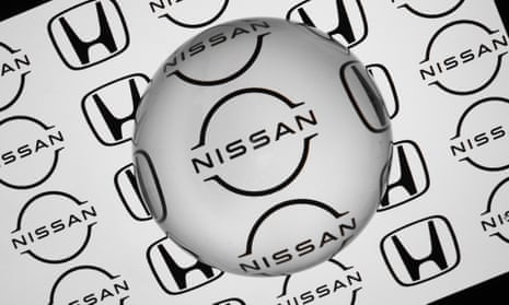 Illustration of the logos of Honda and Nissan