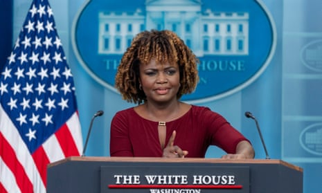 White House press secretary Karine Jean-Pierre speaks during a press briefing at the White House, Monday, April 15, 2024.