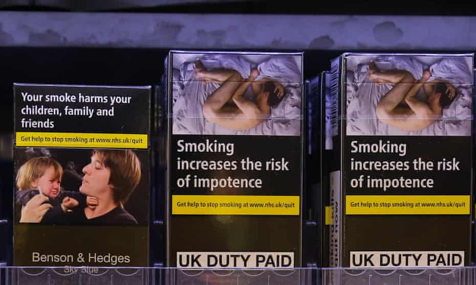 Plain packaging on cigarettes