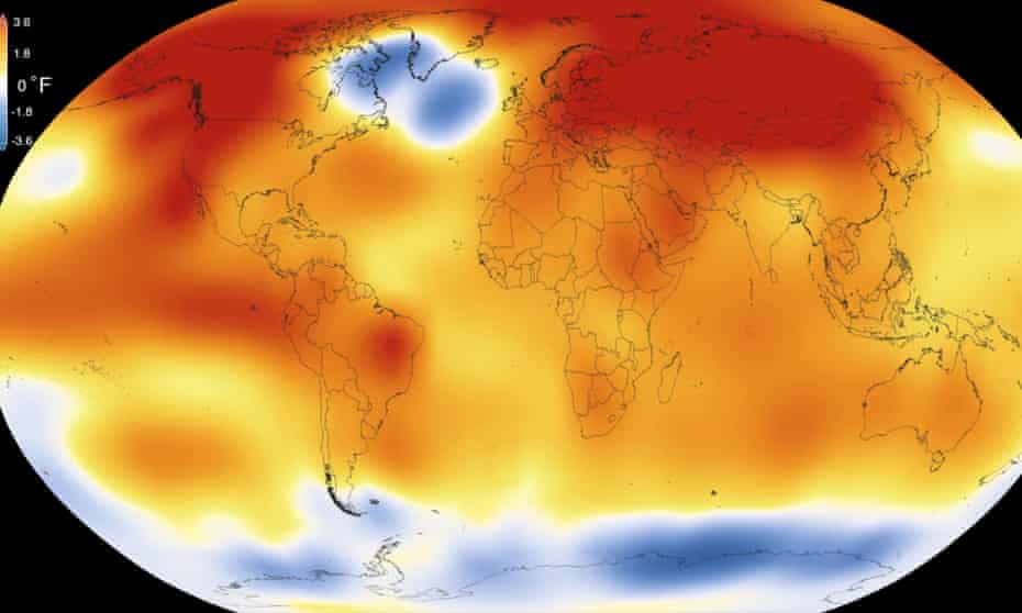 This illustration obtained from NASA on January 20, 2016 shows that 2015 was the warmest year since modern record-keeping began in 1880.