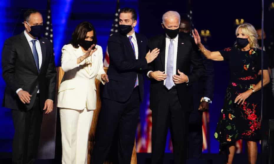 Hunter Biden, center, son of President-elect Joe Biden, revealed his tax affairs are being investigated by the US attorney’s office in Delaware. 