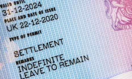 An indefinite leave to remain visa card.