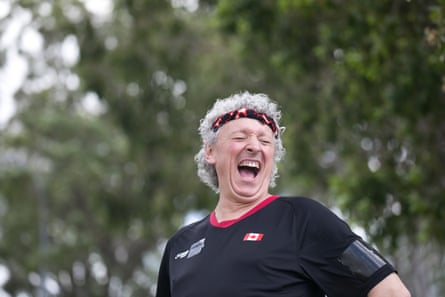 Ian Kent laughing just before he competed in the TT6-10 table tennis singles.