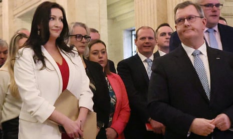 Emma Little-Pengelly alongside Jeffrey Donaldson at the reopening of Stormont in February.