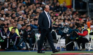Real Madrid manager Rafael Benítez watches on as his team put in a poor performance in El Clásico, as Barcelona won the game at the Bernabéu 4-0.