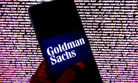 A Goldman Sachs logo displayed on a smartphone.