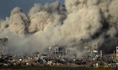 Smoke rises during an Israeli military bombardment in Gaza on Wednesday.