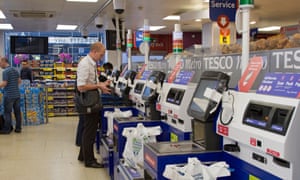 Self-service checkout at a Tesco store in central London.