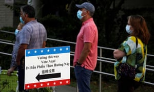People waiting in line last week to cast their ballots for the upcoming presidential election as early voting begins in Houston, Texas.