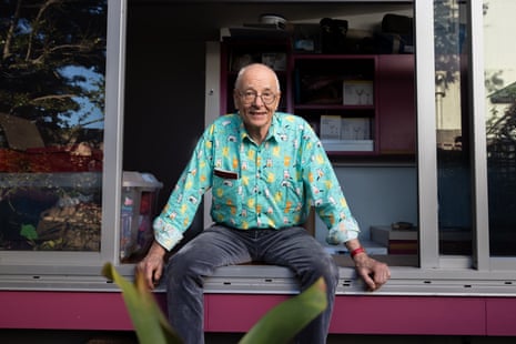 Dr Karl sits in an open window