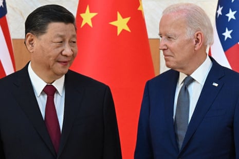 Xi Jinping and Joe Biden meet on the sidelines of the G20 Summit in Indonesia, in November 2022. 