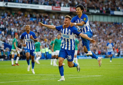 Evan Ferguson celebrates his hat-trick
