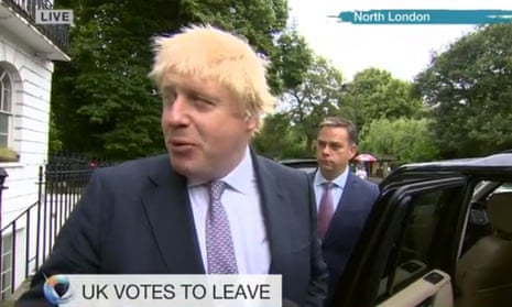 Boris Johnson outside his home this morning.